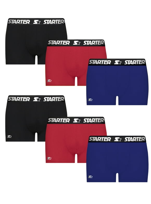 Starter Men’s Trunks Breathable Cotton Underwear Boxers for Men, Royal/Red/Black Large 6-Pack