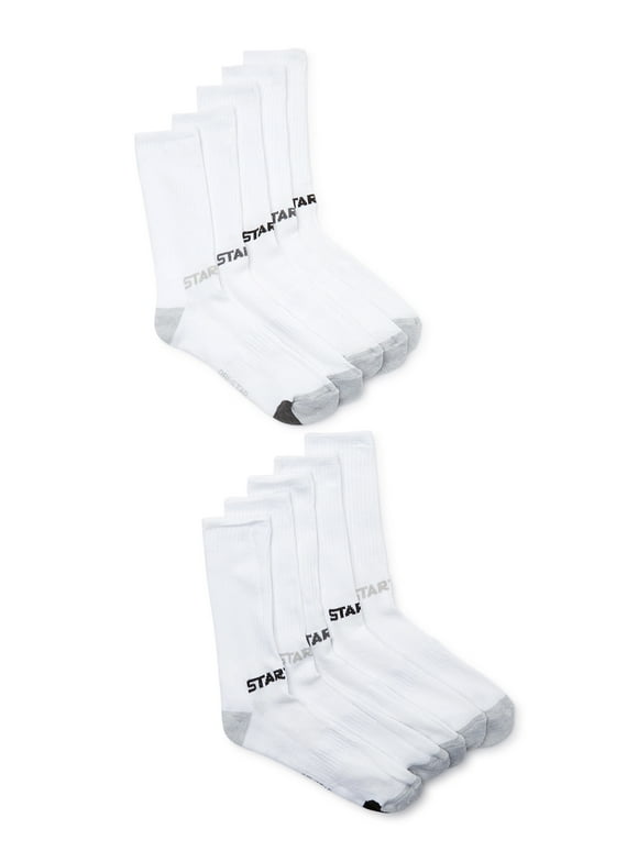 Starter Men's Two Tone Toe Crew Socks, 10-Pack