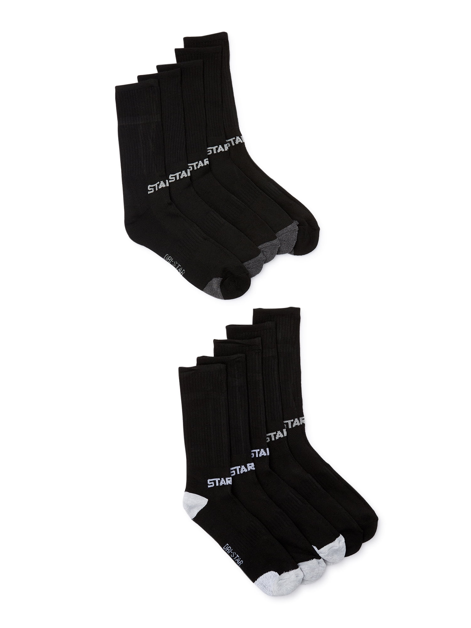 Starter Men's Two Tone Toe Crew Socks, 10Pack