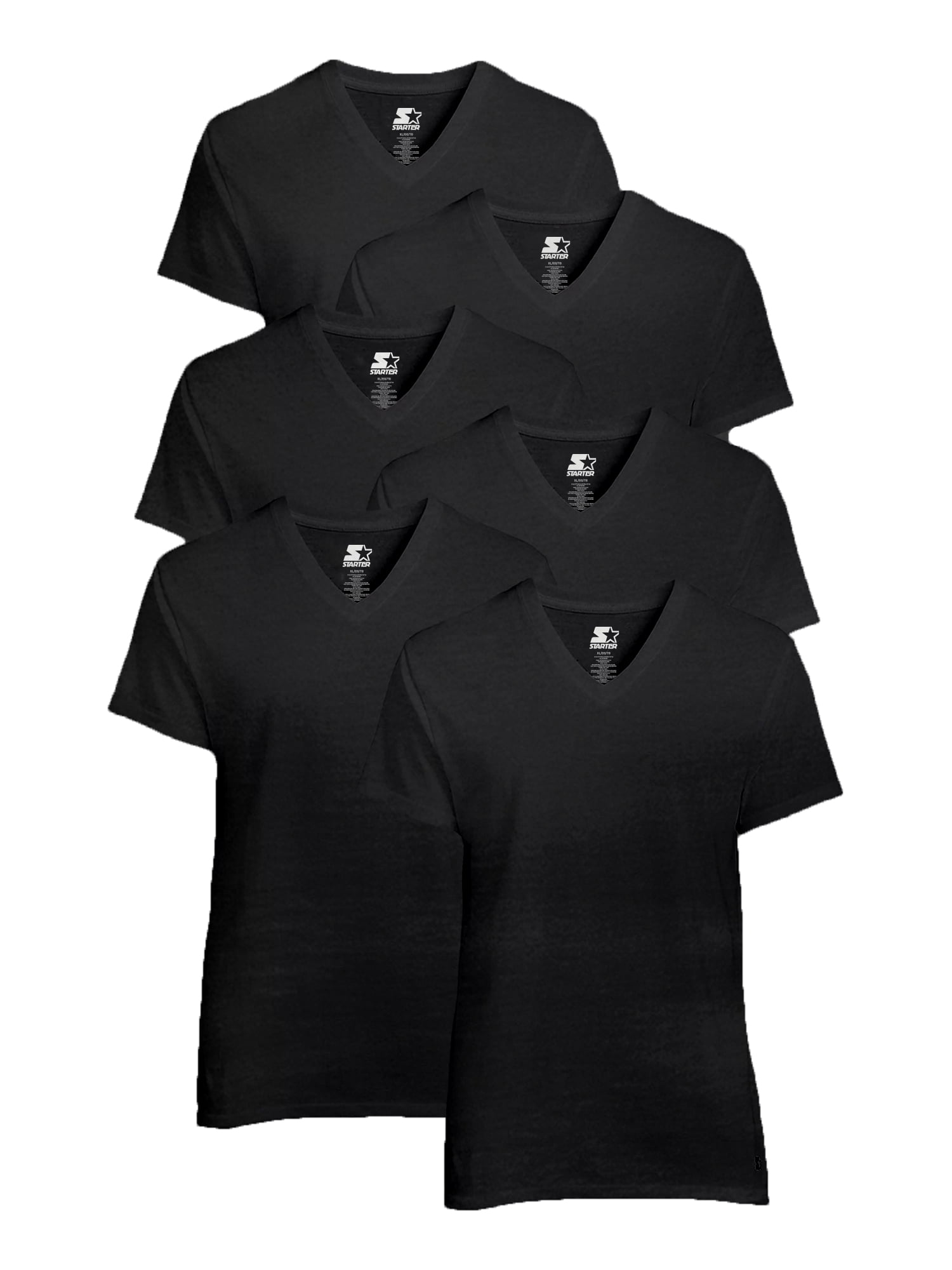Starter Men's V-Neck Tees with Short Sleeves, 6-Pack