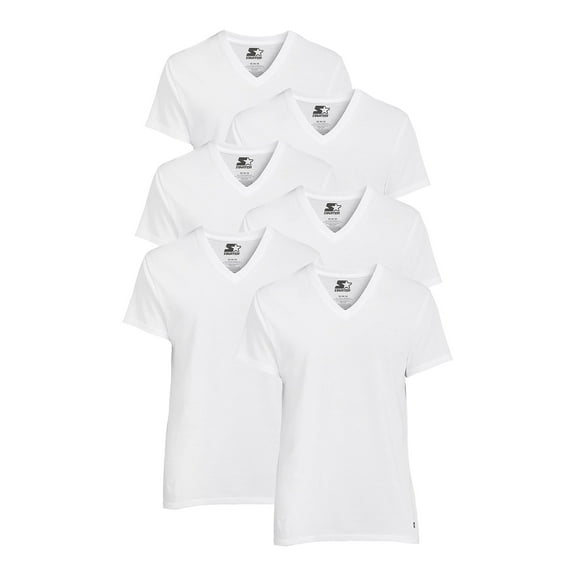 Starter Men's V-Neck Tees with Short Sleeves, 6-Pack