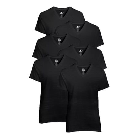 Starter Men's V-Neck Tees with Short Sleeves, 6-Pack