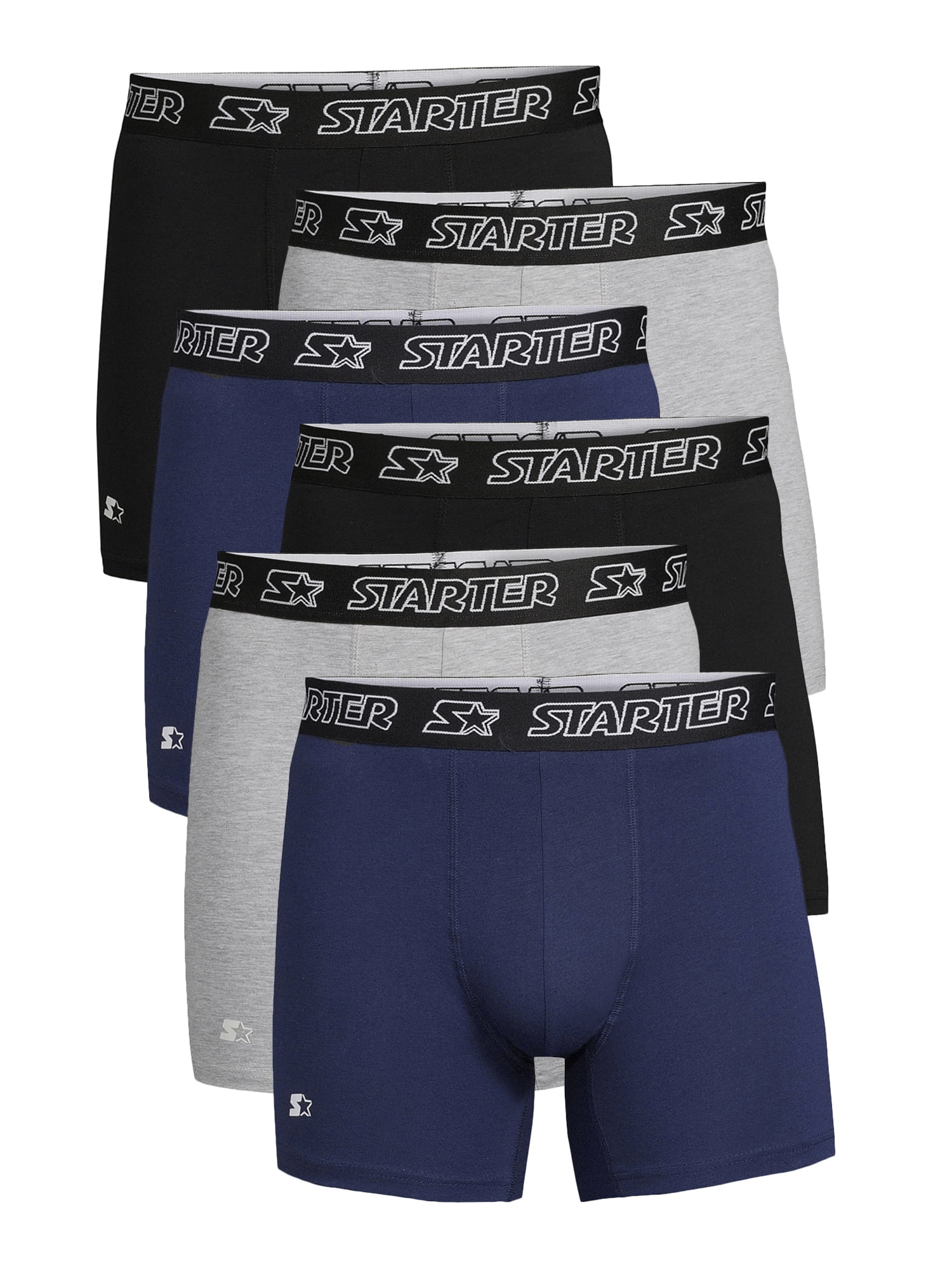 Starter Men's and Big Men’s Stretch Cotton Boxer Briefs, 6-Pack, Sizes S-5X