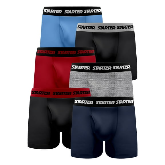 Starter Men's and Big Men’s Stretch Cotton Boxer Briefs, 6-Pack, Sizes S-5X