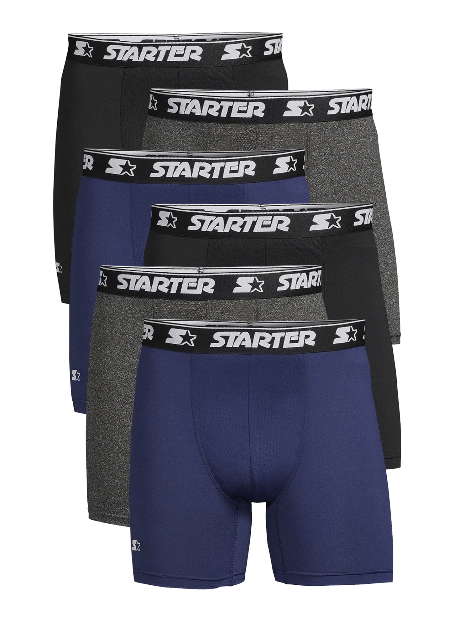 Starter Mens Boxer Briefs Active Performance Breathable Underwear for Men,  6-Pack