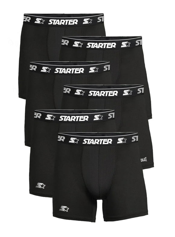 Starter Mens Boxer Briefs Active Performance Breathable Underwear for Men, 6-Pack