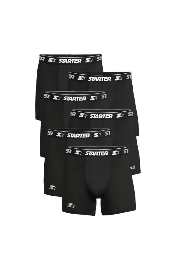Mens Boxer Briefs Active Performance Breathable Underwear for Men, Black 3X 6-Pack