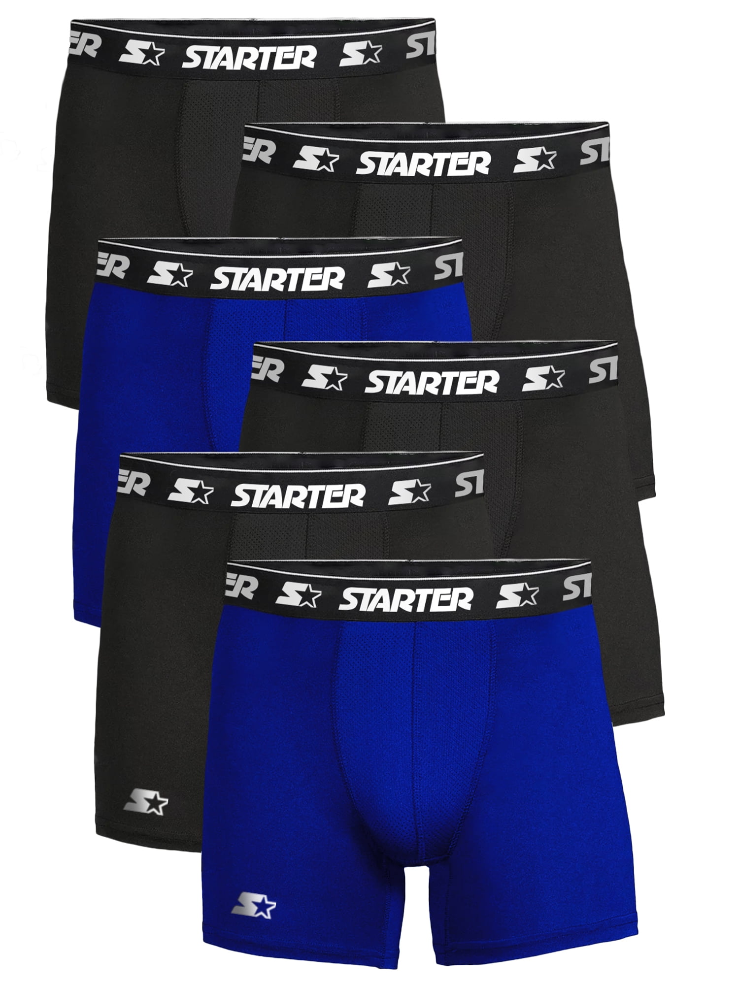 Starter Mens Performance Boxer Briefs - 6-Pack Stretch Underwear  Breathable
