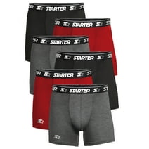 Starter Mens Boxer Briefs Active Performance Breathable Underwear for Men, Black Red Large 6-Pack