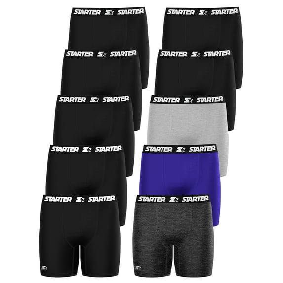 Starter Mens Boxer Briefs Active Performance Breathable Underwear for Men, Pack A 10-Pack