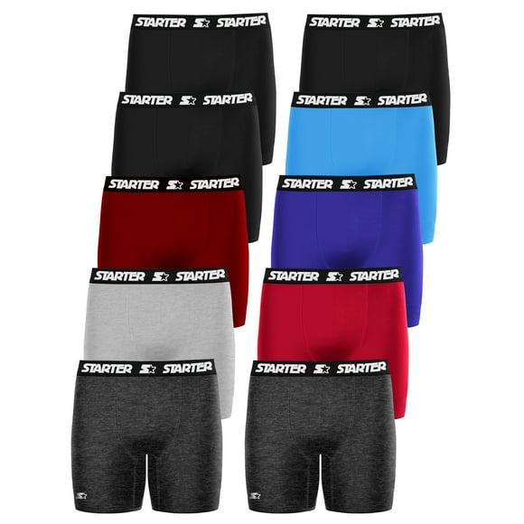 Starter Mens Boxer Briefs Active Performance Breathable Underwear for Men, Pack B 10-Pack