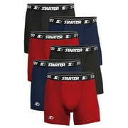 Starter Mens Boxer Briefs Active Performance Breathable Underwear for Men, Black/Crimson/Midnight Blue 6-Pack