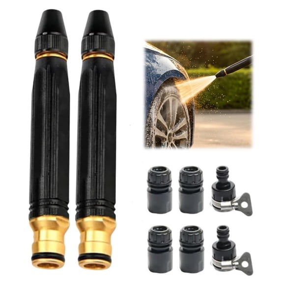 【Starter Pick】High Pressure Hose Nozzle Heavy Duty, Brass Garden Hose Nozzle Direct Jet Stream, Water Hose Nozzle for Car Washing, Patio Cleaning, Watering – 3/4" Standard Fit