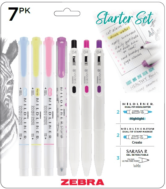 Zebra Pen Creative Starter Set, Mildliner Dual-Tip Highlighters