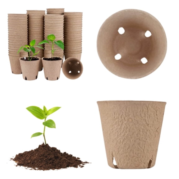 Starting With Holes 315 Inch Round Nursery Tray for Starting and Temporary Garden Germination Containers Biodegradable Paper-based Inserts for or Home Use 5PCS 3.1 in