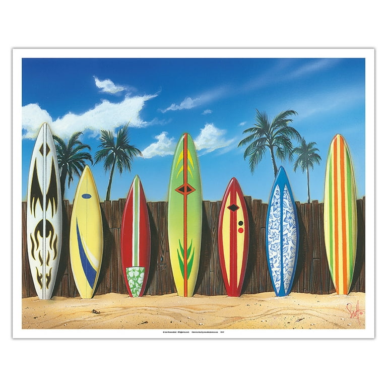 Starting Line Up Surfboard Wall Art Decor by Scott Westmoreland Fine Matte Print 16x20in Walmart