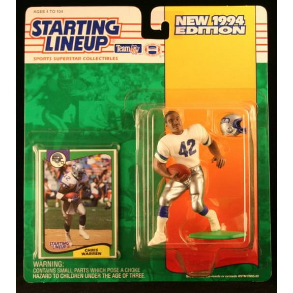 Starting Lineup Chris Warren / Seattle Seahawks 1994 NFL Action Figure & Exclusive NFL Collector Trading Card