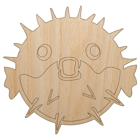 Startled Puffer Fish Wood Shape Unfinished Piece Cutout Craft DIY Projects - 6.25 Inch Size - 1/8 Inch Thick