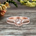 thumbnail image 1 of Startling 1.50 Carat Morganite Round Cut 10k Rose Gold Engagement Ring Anniversary Gift Wedding Set Curved Eternity Ring, 1 of 5