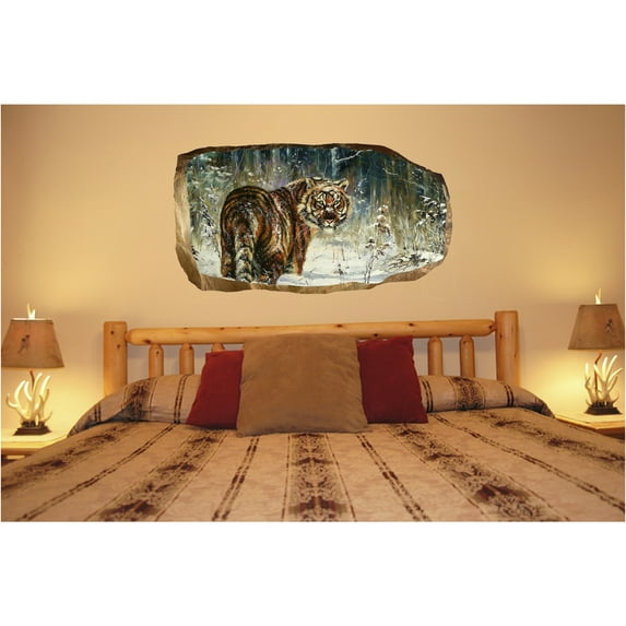 Startonight 3D Mural Wall Art Photo Decor Beautiful Tiger Amazing Dual View Surprise Wall Mural Wallpaper for Bedroom Animals Wall Paper Art Gift Medium 32.28 ?? By 59.06 ??