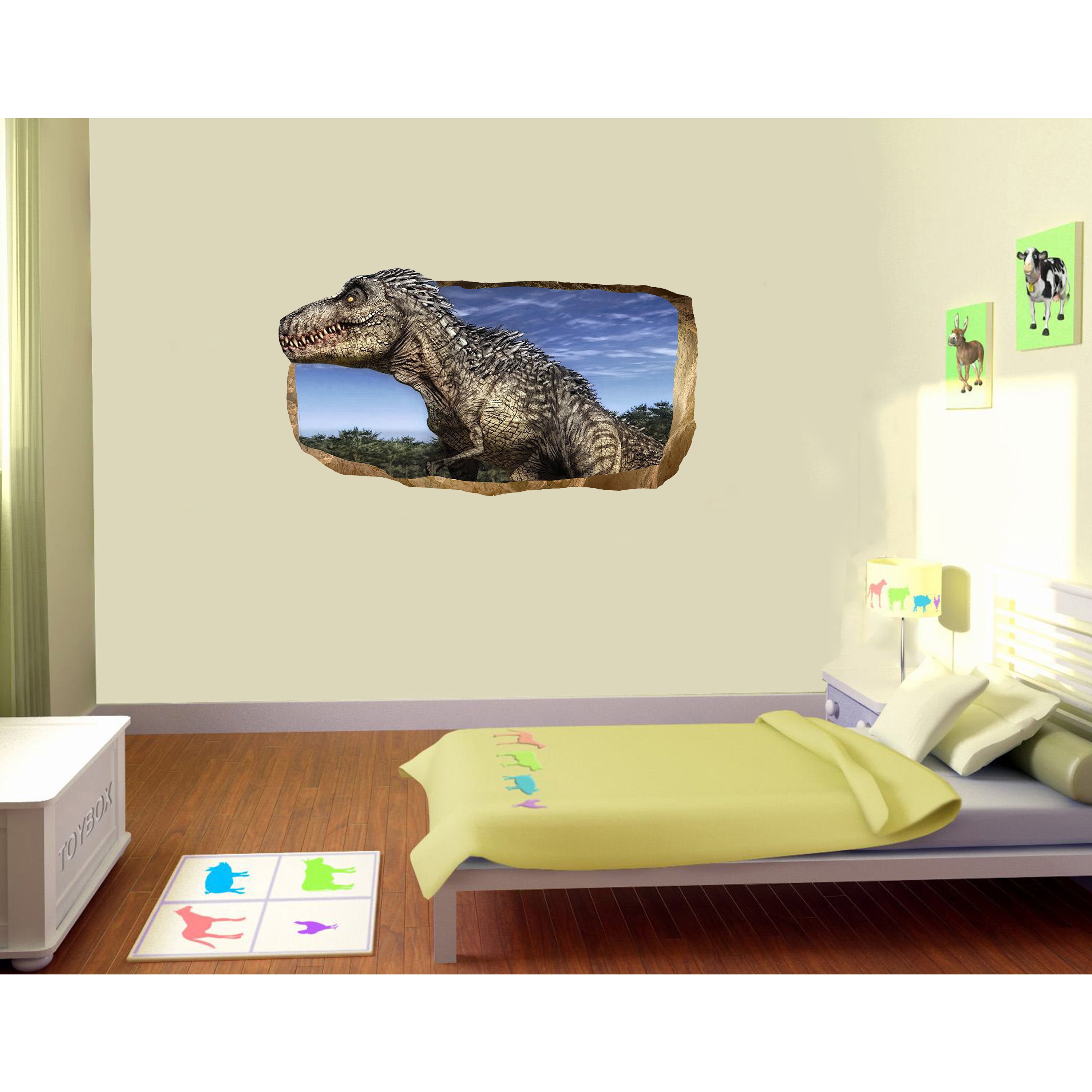 Startonight 3D Glow-in-the-Dark Dinosaur Wall Mural - 32.28"x59.06" Jurassic World Wallpaper For Kids Bedroom, Easy Install - View #10