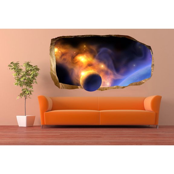 Startonight 3D Mural Wall Art Photo Decor A Planet in your Room! Amazing Dual View Surprise Wall Mural Wallpaper for Bedroom Beach Wall Paper Art Gift Large 47.24 ‘’ By 86.61 ‘’