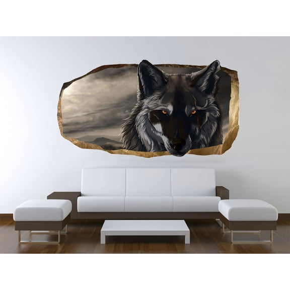 Startonight 3D Mural Wall Art Photo Decor Wolf Amazing Dual View Surprise Wall Mural Wallpaper for Bedroom Animals Art Large 47.24 ‘’ By 86.61 ‘’
