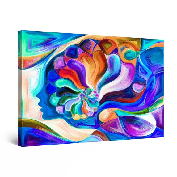 Startonight Canvas Wall Art Abstract - Abstract FACES Flower Power Painting - Large Framed 32" x 48"