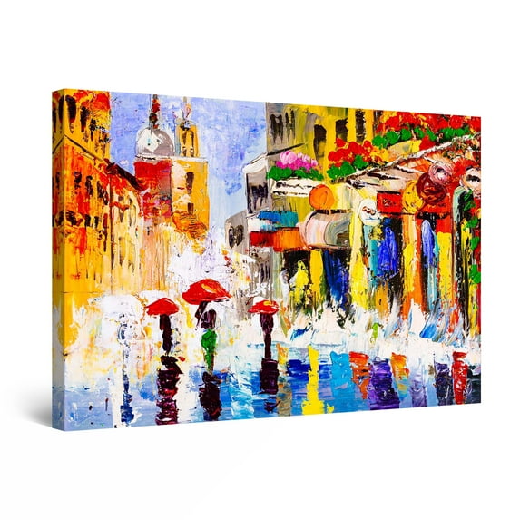 Startonight Canvas Wall Art Abstract - Beautiful and Colored Prague City Painting - Large Framed 32" x 48"