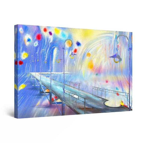 Startonight Canvas Wall Art Abstract - Colored Bridge for Holiday Happy Painting - Large Framed 32" x 48"