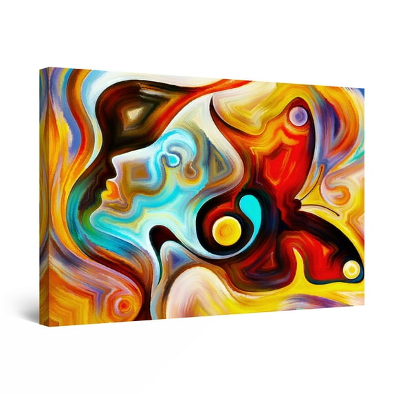 Startonight Canvas Wall Art Abstract Colored Woman Face Simona, Framed 24" x 36"&nbsp;