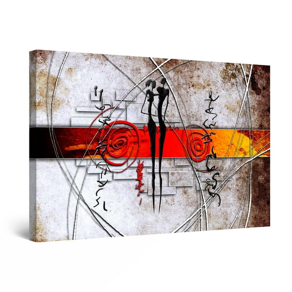 Startonight Canvas Wall Art Abstract Gray Geometry Love Black Painting Framed 24" x 36"