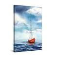 thumbnail image 1 of Startonight Canvas Wall Art Abstract - Lonely Red Boat on the Sea Painting - Large Framed 32" x 48", 1 of 6
