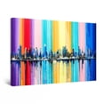 thumbnail image 1 of Startonight Canvas Wall Art Abstract - Multi Colored Cityscape Rainbow Painting - Large Framed 32" x 48", 1 of 6