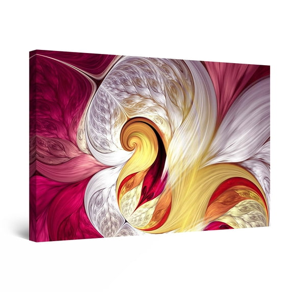 Startonight Canvas Wall Art Abstract - White Burgundy Abstract Waves Decor - Large Framed 32" x 48"