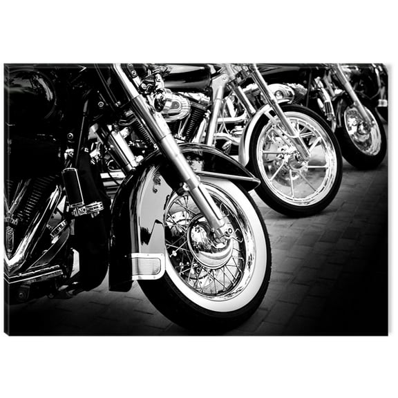 Startonight Canvas Wall Art American Motorcycles Jump USA Design for Home Decor, Illuminated Black and White Painting Modern Canvas Artwork Framed Ready to Hang Large 31.5 x 47.2 inch