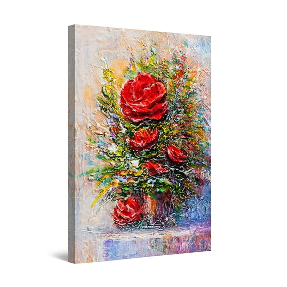 Startonight Canvas Wall Art Beautiful Red Roses Bouquet Painting, Framed 24" x 36"&nbsp;