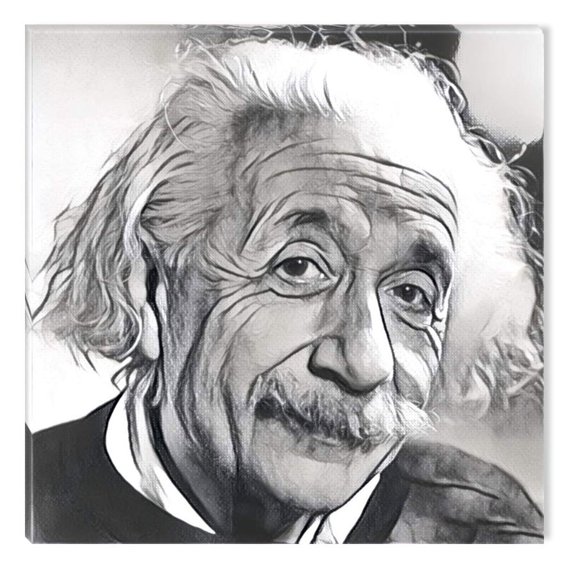 Startonight Canvas Wall Art Black and White Abstract Albert Einstein Celebrity Prisma, Dual View Surprise Artwork Modern Framed Ready to Hang Wall Art 100% Original Art Painting 31.50 X 31.50 inch