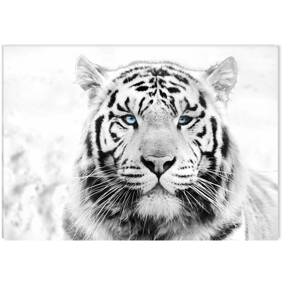 Startonight Canvas Wall Art Black and White Tiger USA Design for Home Decor, Illuminated Animals Painting Modern Canvas Artwork Framed Ready to Hang Large 31.5 x 47.2 inch