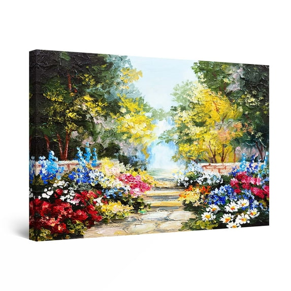 Startonight Canvas Wall Art Colored Flowers in Garden Painting Framed 24" x 36" 