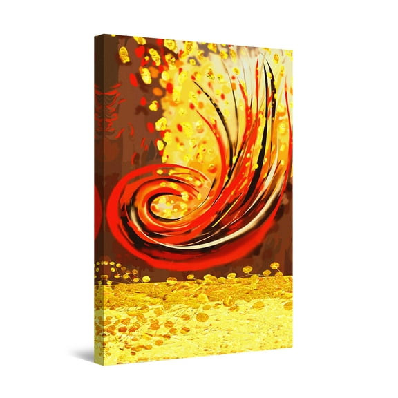 Startonight Canvas Wall Art Red Waves Abstract Yellow Painting Framed 24" x 36"&nbsp;