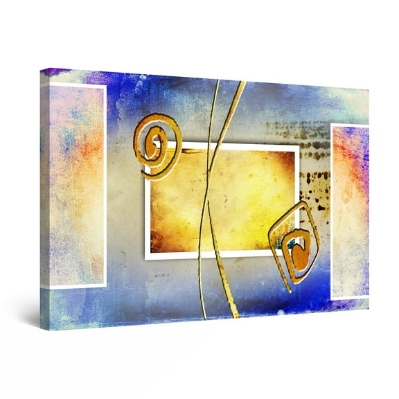Startonight Canvas Wall Art Yellow Blue Abstract Geometric, Framed 24" x 36"&nbsp;