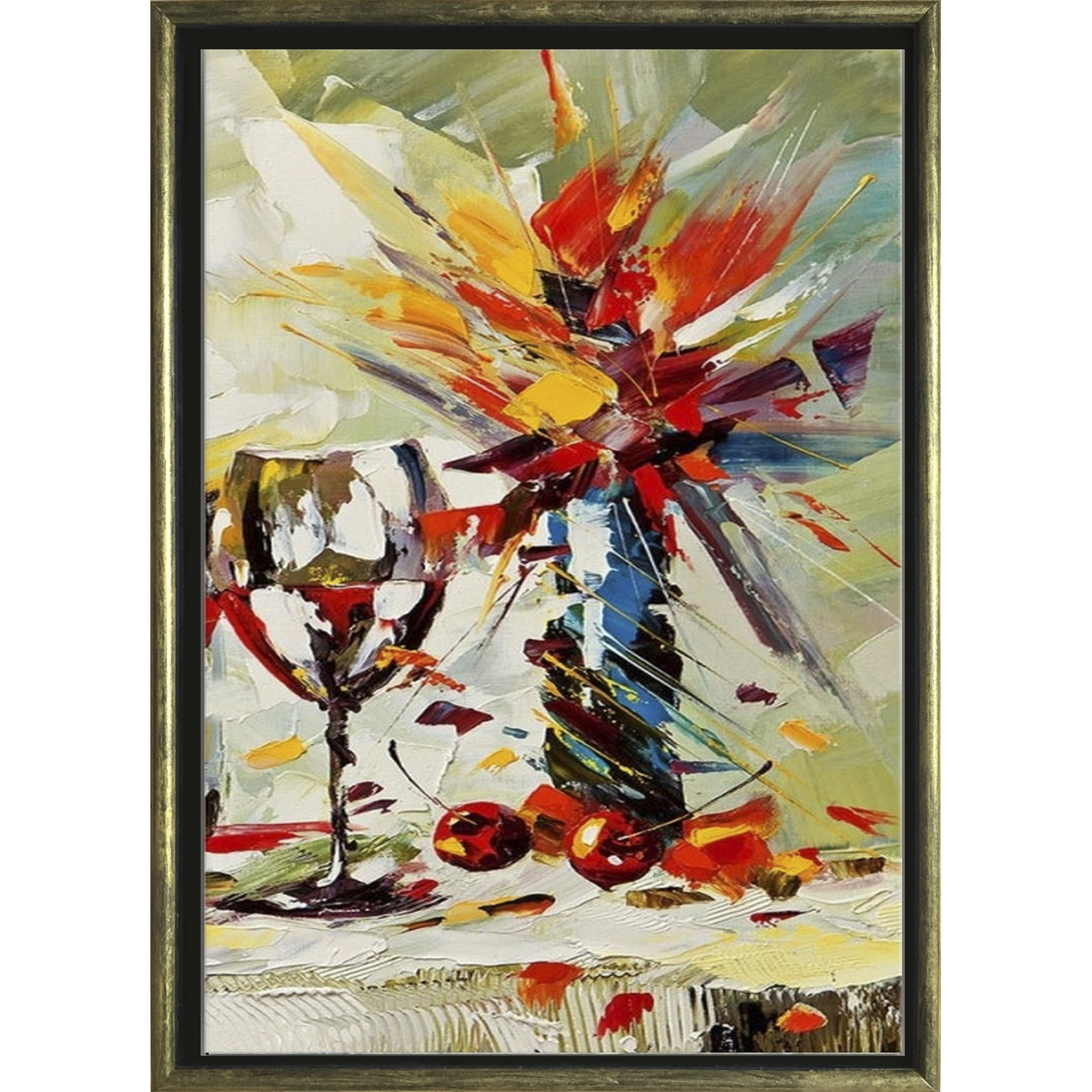 Startonight Gold Luxury Framed Canvas Wall Art Vase And Glass Photo Inspiration