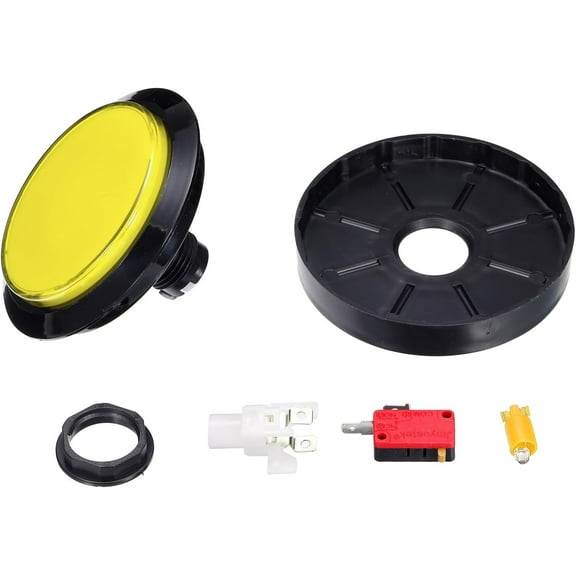 Starts Arcade Buttons ABS Micro Switch Flat Large Circle with Light for Video Games Parts DC 12V Yellow Yellow