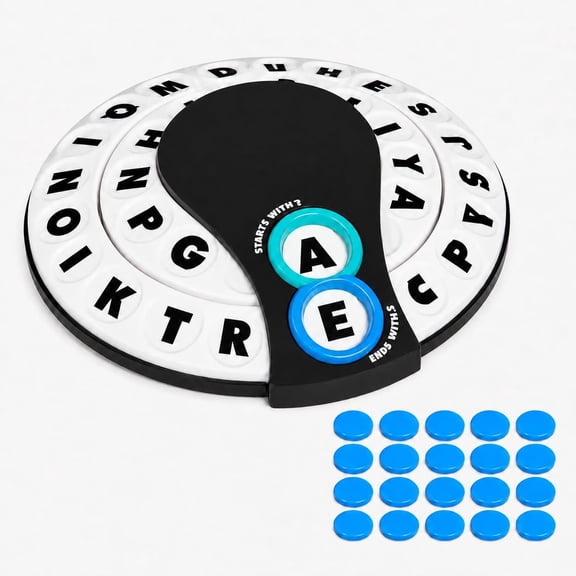 Starts with/Ends with Word Game, Fast-Paced Family Party Word Game, Letter Spinner Wheels, for Teens & Adults, Interactive Calling Activity Includes Spinner Device & 20 Tokens