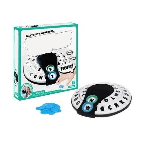 Starts with Ends with Word Game, Fast Paced Family Party Card Game with Letter Spinner Wheel for Adults, Includes 20 Scoring Tokens