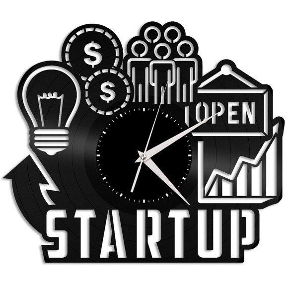 Startup Vinyl Wall Clock,Vinyl Record Clock Wall Art Unique Room Decorations Handmade Gift