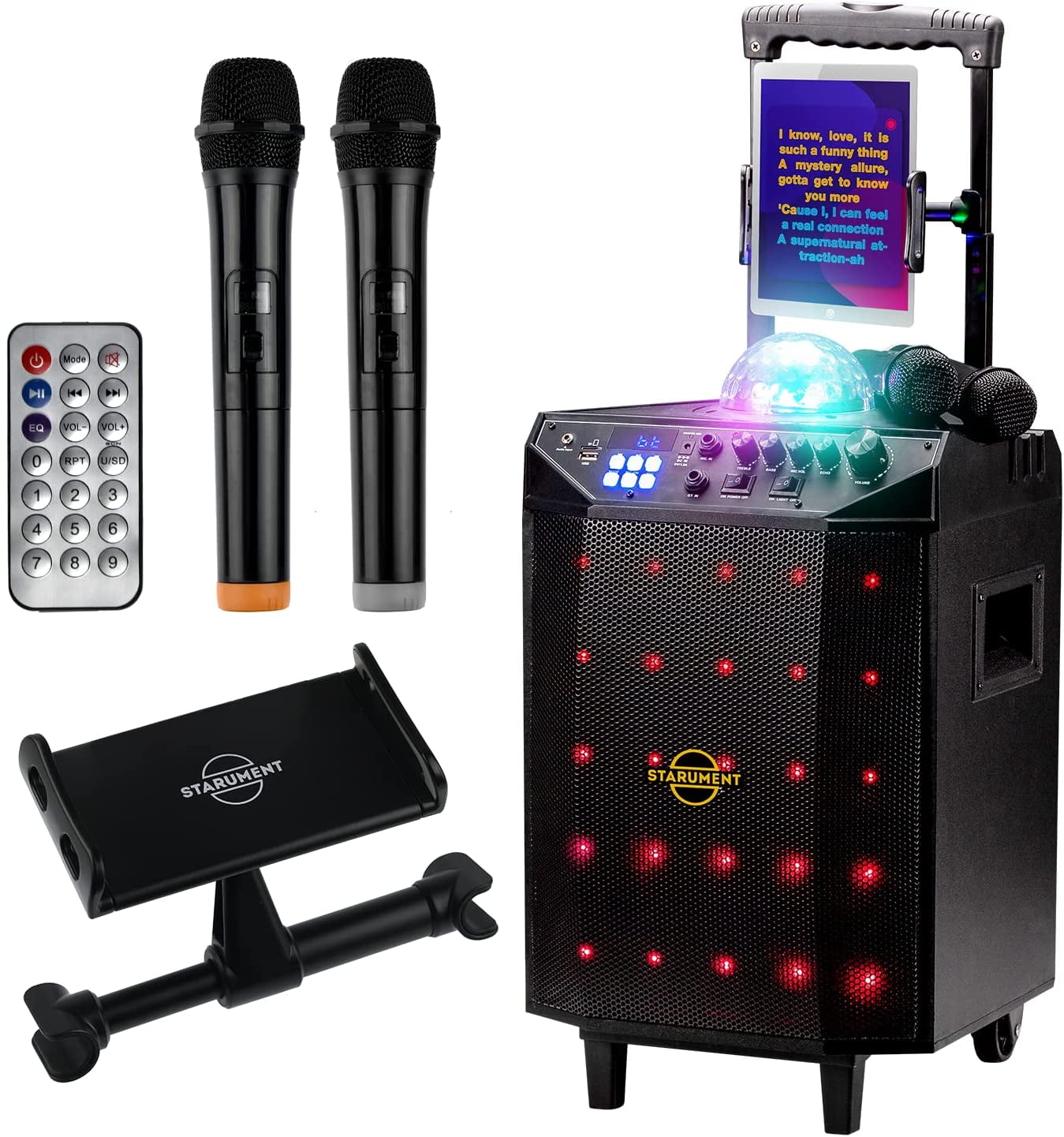 Starument LED Light Karaoke Machine with Two Wireless Microphones