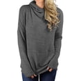thumbnail image 1 of Starvnc Women Long Sleeve Cowl Neck Front Pockets Solid Color Casual Top, 1 of 4