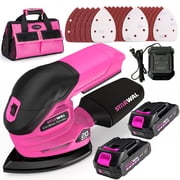 Starwal 20V Cordless Detail Sander - 12000 RPM Electric Hand Sander, Compact Palm Sander for Tight Spaces Woodworking, 2*2.0Ah Batteries and Charger Included
